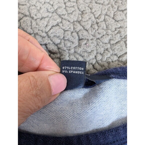 Lands End Shirt Dress M Blue Striped Short Roll Tab Sleeve Stretch Pockets! - Picture 3 of 13